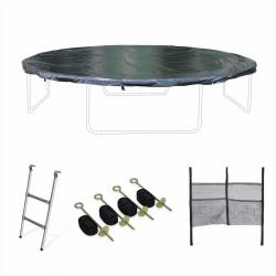 Accessoire set voor trampoline Ø370cm met ladder, beschermhoes, opbergnet voor schoenen en verankeringskit
